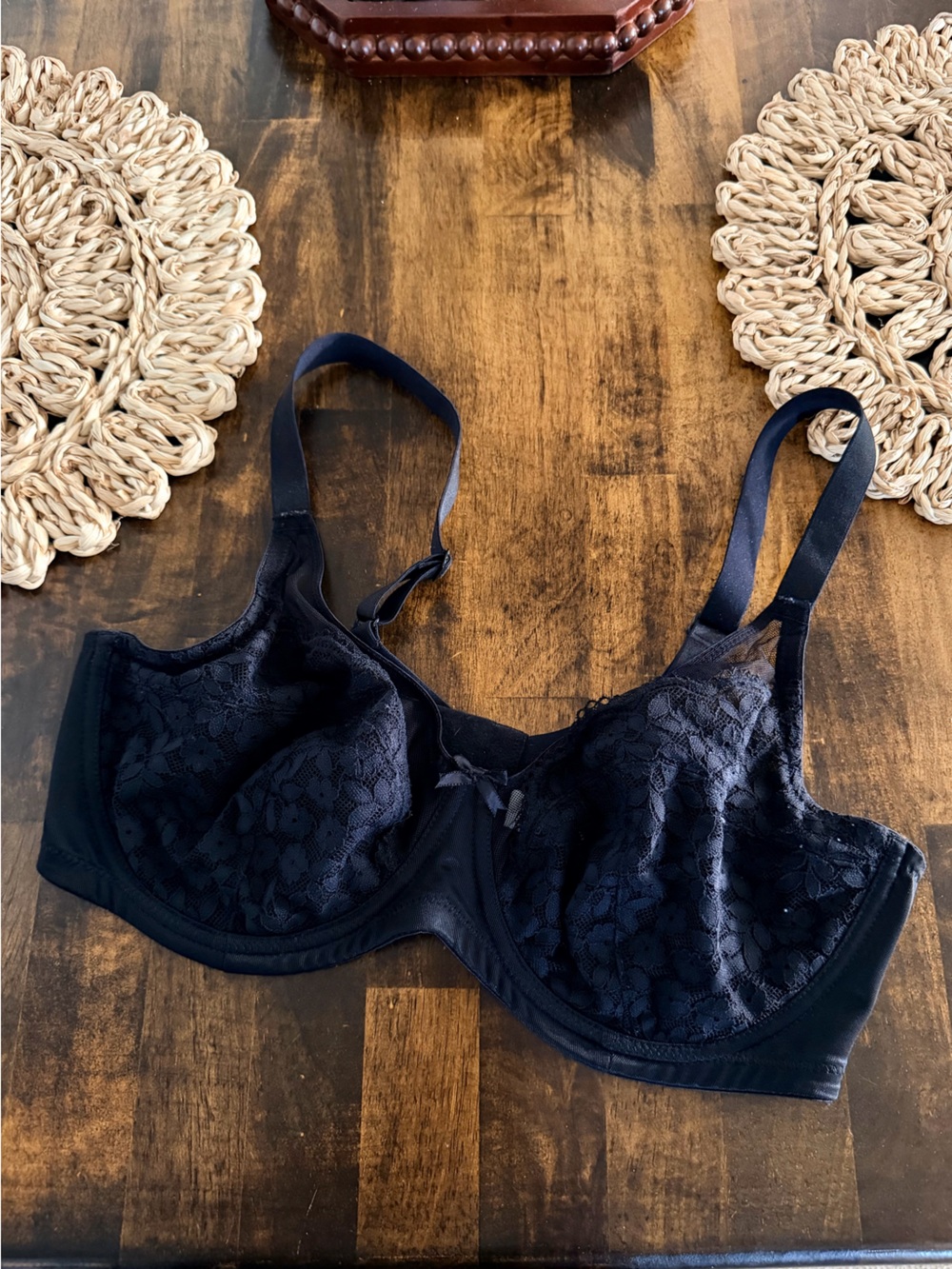 Black Lace Unlined Underwire Bra 36D